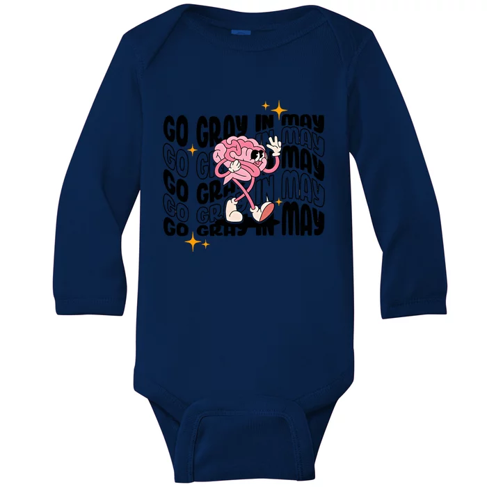 Go Gray In May Brain Tumor Awareness Nurse Brain Mental Brain Cancer Patients Baby Long Sleeve Bodysuit