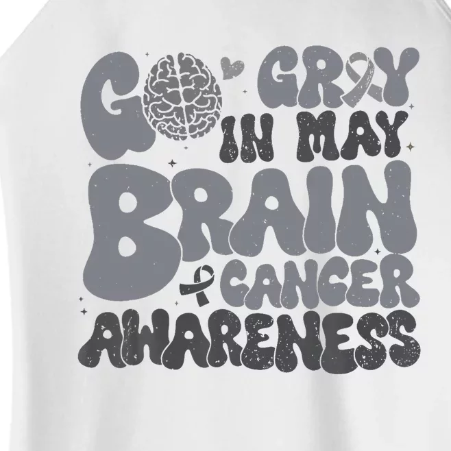 Go Gray In May For Brain Tumor Cancer Awareness Gray Ribbon Women’s Perfect Tri Rocker Tank