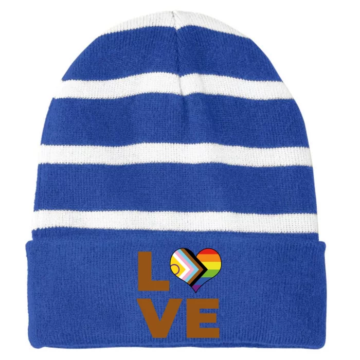 Gift Striped Beanie with Solid Band