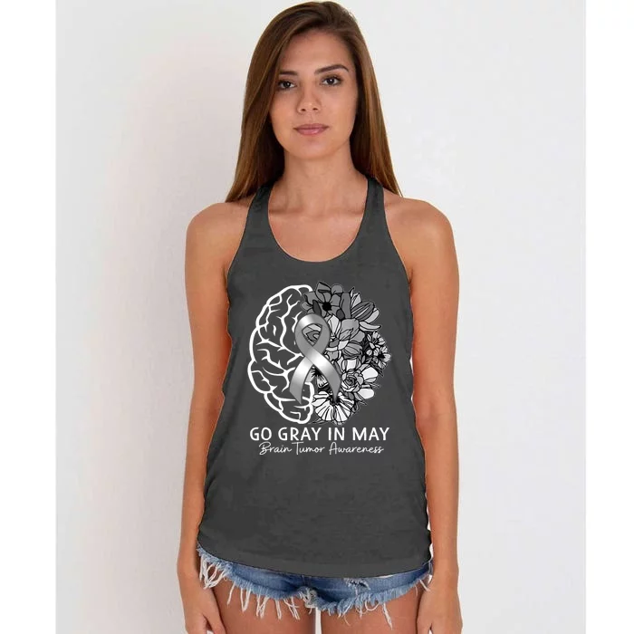 Go Gray In May Brain Tumor Awareness In May Women's Knotted Racerback Tank