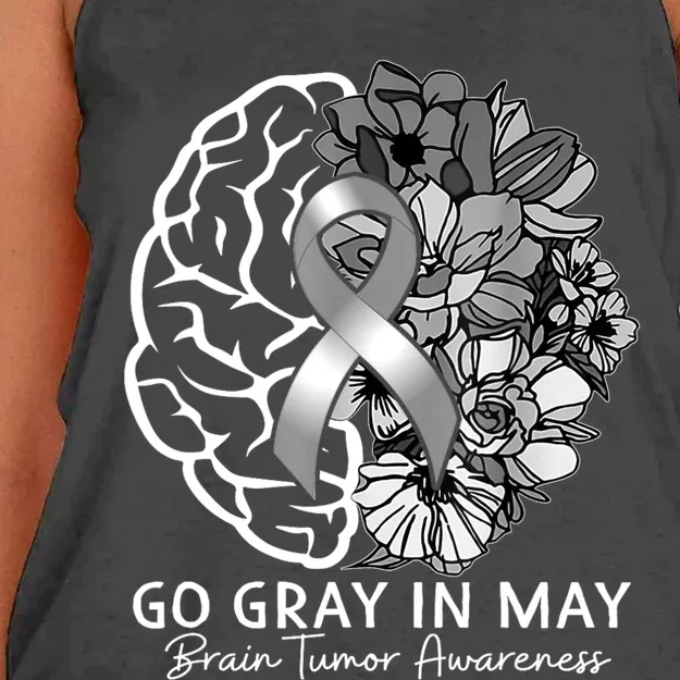 Go Gray In May Brain Tumor Awareness In May Women's Knotted Racerback Tank