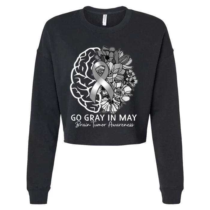 Go Gray In May Brain Tumor Awareness In May Cropped Pullover Crew