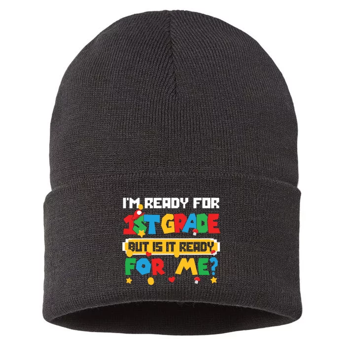 Game Gaming Im Ready For 1st Grade First Day Sustainable Knit Beanie