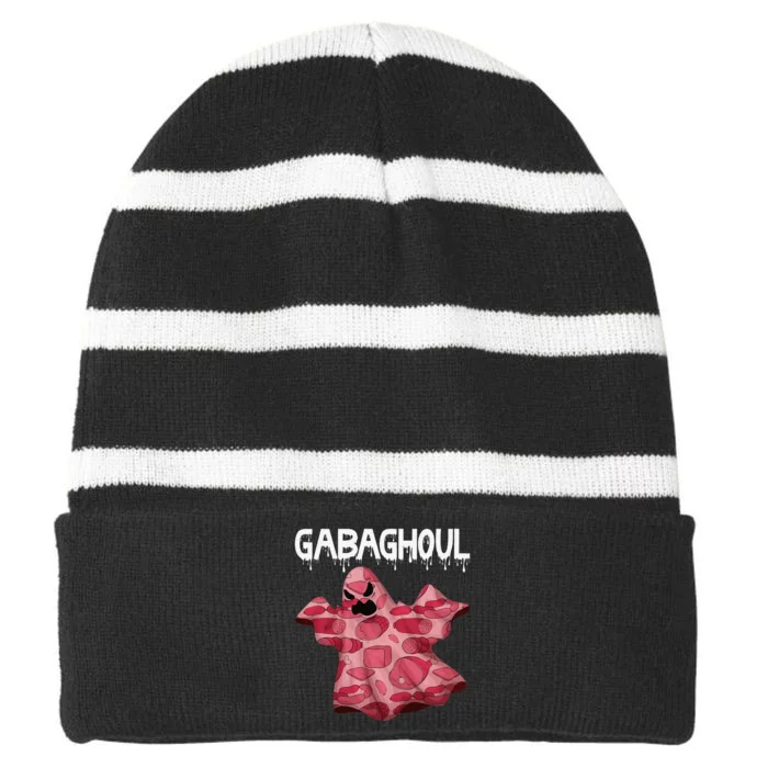 Gabaghoul Ghost Italian Funny Halloween Gabagool Gift Striped Beanie with Solid Band