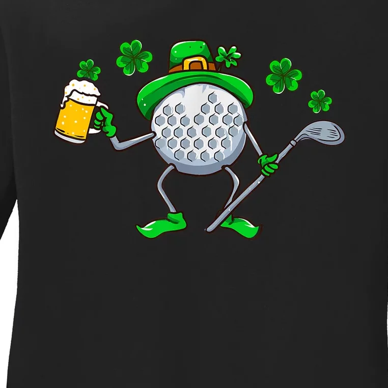 Golf Golfing Irish Golfer Beer Humor Dad St Patricks Day Gift Ladies Long Sleeve Shirt