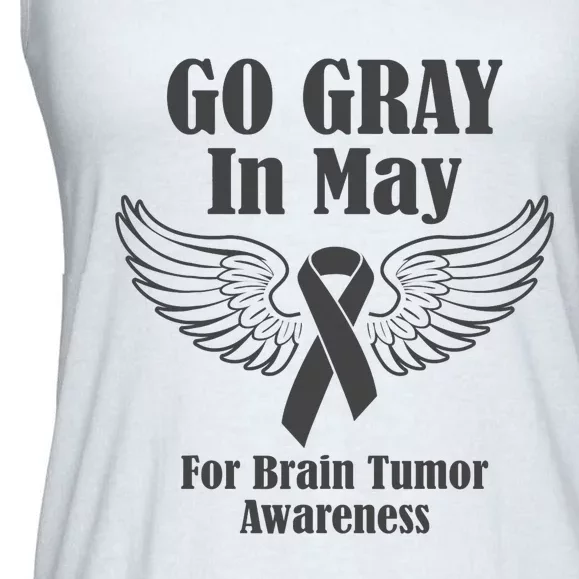 Go Gray In May Brain Tumor Awareness Cancer Hope Gray Ribbon Ladies Essential Flowy Tank