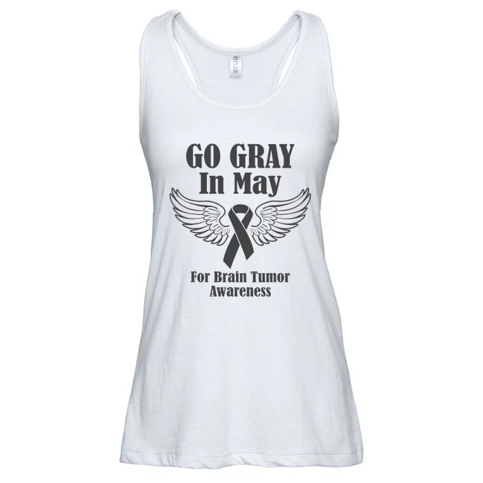 Go Gray In May Brain Tumor Awareness Cancer Hope Gray Ribbon Ladies Essential Flowy Tank