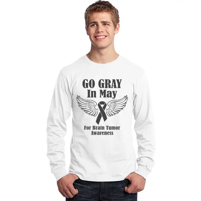 Go Gray In May Brain Tumor Awareness Cancer Hope Gray Ribbon Tall Long Sleeve T-Shirt