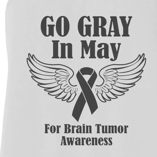 Go Gray In May Brain Tumor Awareness Cancer Hope Gray Ribbon Women's Racerback Tank