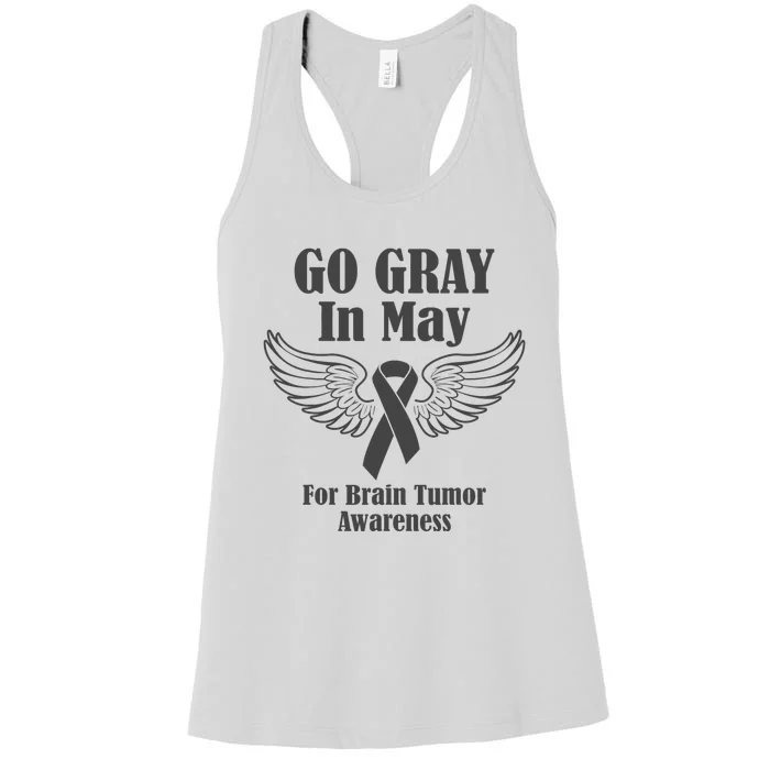 Go Gray In May Brain Tumor Awareness Cancer Hope Gray Ribbon Women's Racerback Tank