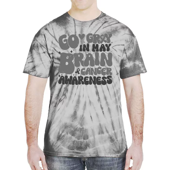 Go Gray In May Brain Tumor Cancer Awareness Day Grey Groovy Tie-Dye T-Shirt