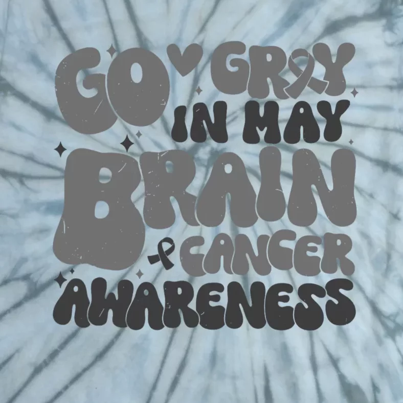 Go Gray In May Brain Tumor Cancer Awareness Day Grey Groovy Tie-Dye T-Shirt