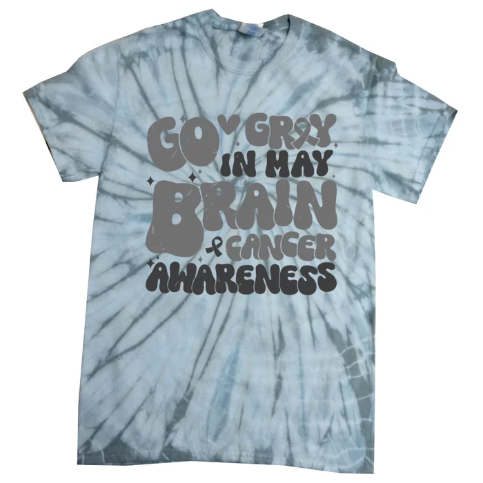 Go Gray In May Brain Tumor Cancer Awareness Day Grey Groovy Tie-Dye T-Shirt