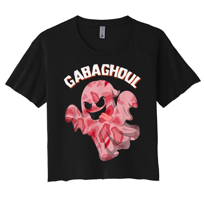 Gabaghoul Ghost Italian Ham Halloween Gabagool Parody Women's Crop Top Tee