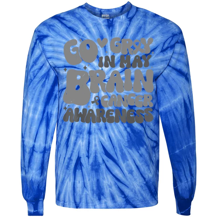 Go Gray In May Brain Cancer Awareness Gift Tie-Dye Long Sleeve Shirt