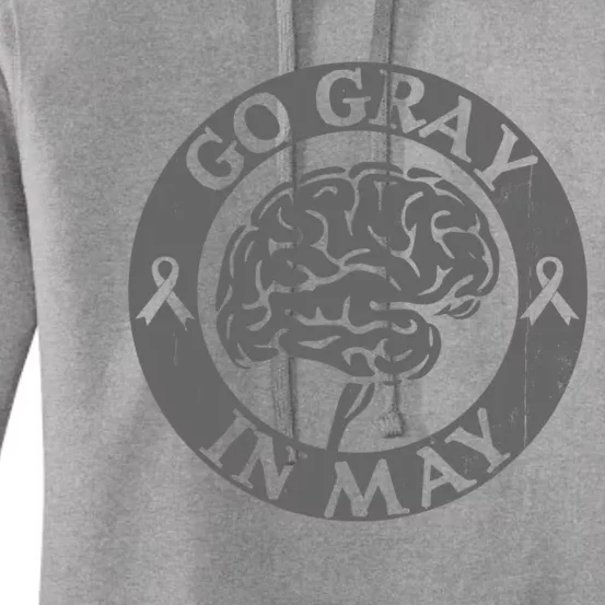 Go Gray In May Brain Cancer Tumor Awareness Wear Gray Ribbon Women's Pullover Hoodie