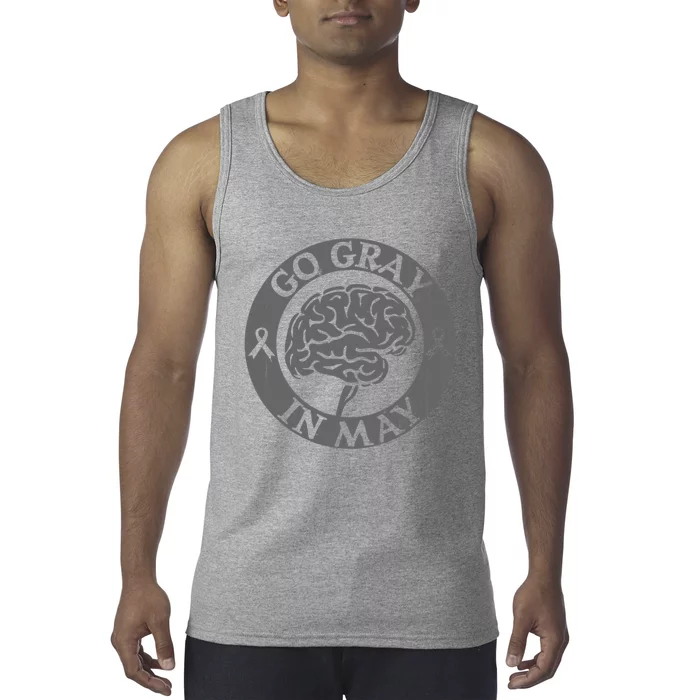 Go Gray In May Brain Cancer Tumor Awareness Wear Gray Ribbon Tank Top