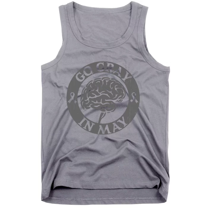 Go Gray In May Brain Cancer Tumor Awareness Wear Gray Ribbon Tank Top