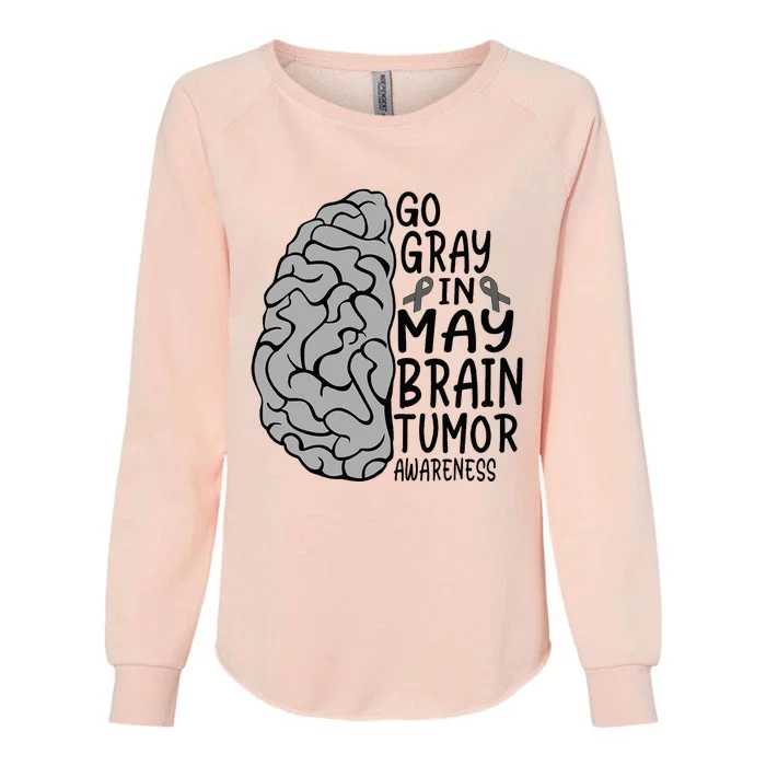 Go Gray In May Brain Cancer Tumor Awareness Grey Ribbon Womens California Wash Sweatshirt