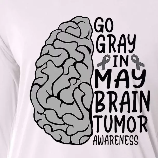 Go Gray In May Brain Cancer Tumor Awareness Grey Ribbon Cooling Performance Long Sleeve Crew