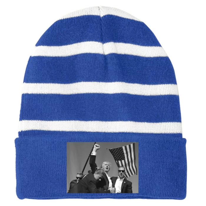 Gift Striped Beanie with Solid Band