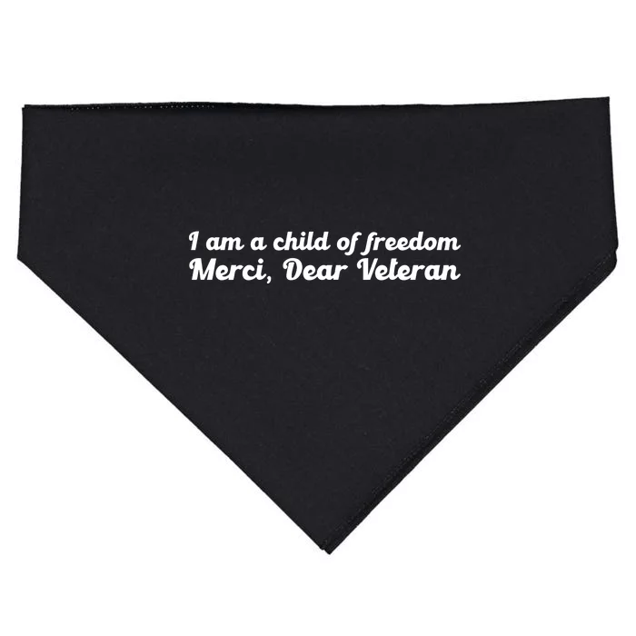 Ginger Gaetz I Am A Child Of Freedom Merci Dear Veteran USA-Made Doggie Bandana