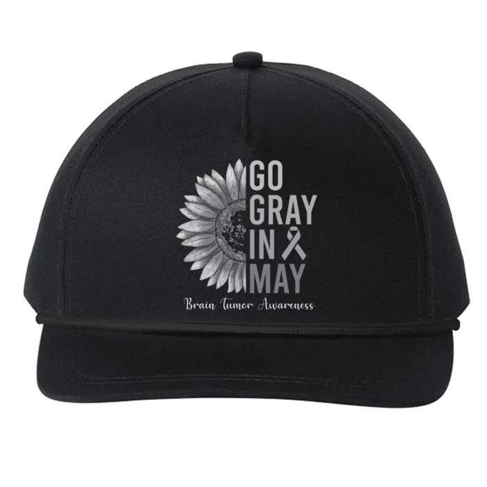 Go Gray In May Brain Tumor Cancer Awareness Gray Sunflower Snapback Five-Panel Rope Hat