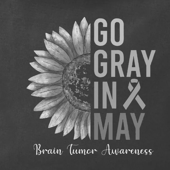 Go Gray In May Brain Tumor Cancer Awareness Gray Sunflower Zip Tote Bag