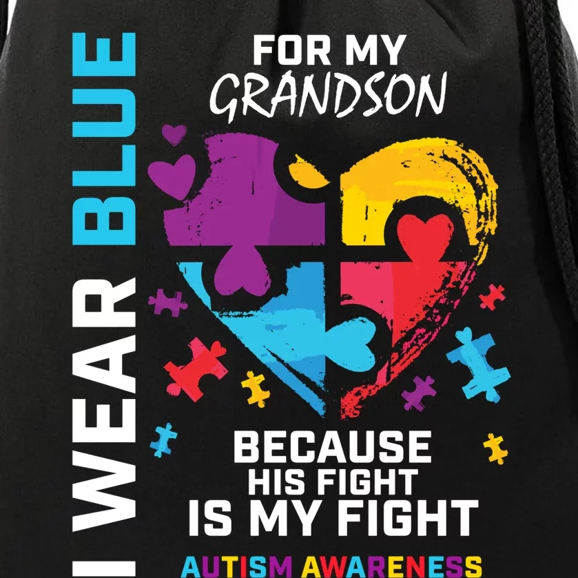 Grandma Grandpa I Wear Blue For My Grandson Autism Awareness Drawstring Bag