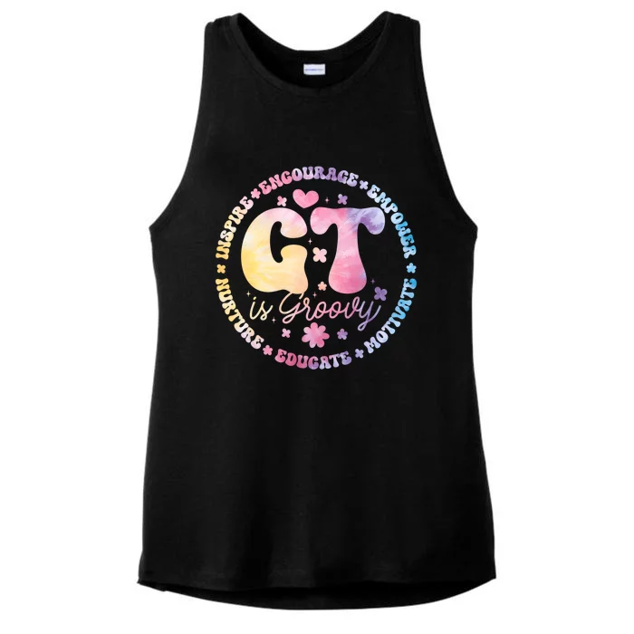 Gifted Gt Is Groovy Teacher Appreciation Week Back To School Great Gift Ladies Tri-Blend Wicking Tank