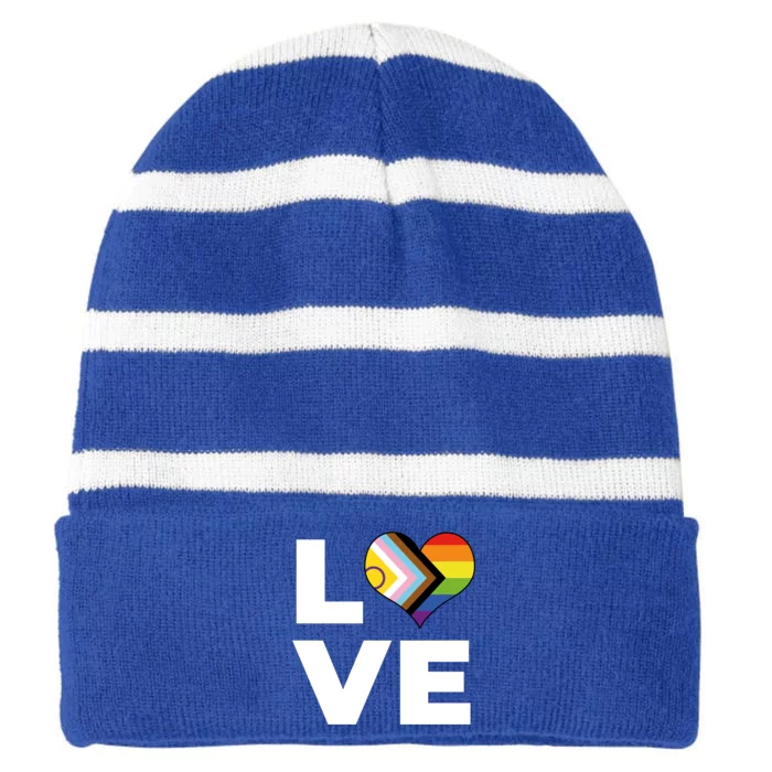 Gift Striped Beanie with Solid Band