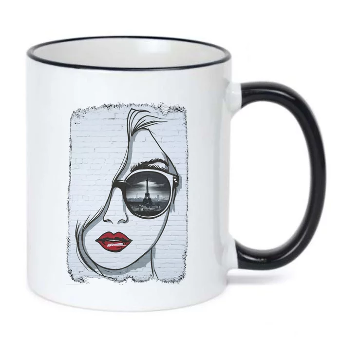 Graffiti Girl In Paris Black Color Changing Mug