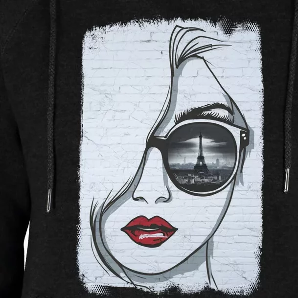 Graffiti Girl In Paris Womens Funnel Neck Pullover Hood