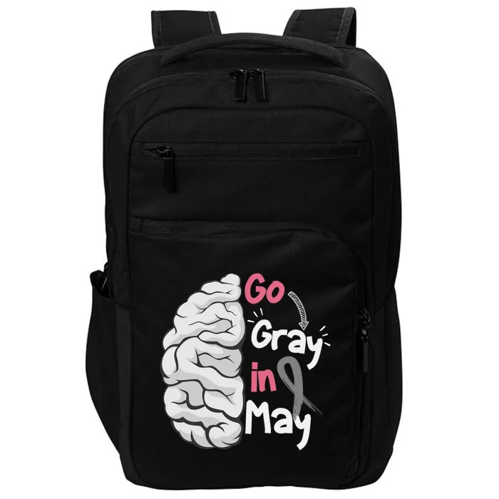 Go Gray In May Brain Cancer Awareness Grey Ribbon Sunflower Meaningful Gift Impact Tech Backpack