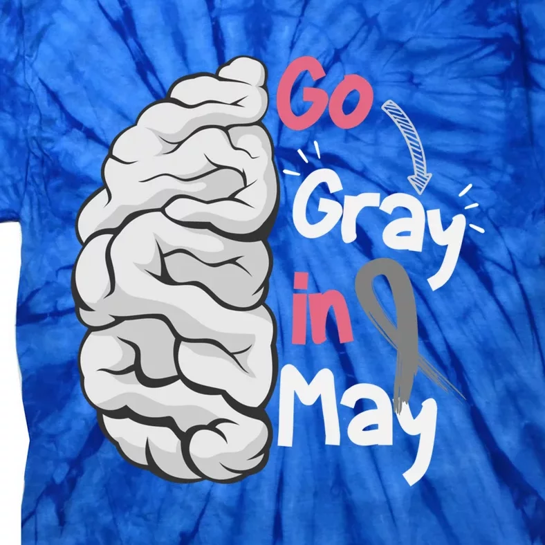 Go Gray In May Brain Cancer Awareness Grey Ribbon Sunflower Meaningful Gift Tie-Dye T-Shirt