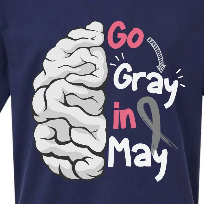 Go Gray In May Brain Cancer Awareness Grey Ribbon Sunflower Meaningful Gift Sueded Cloud Jersey T-Shirt