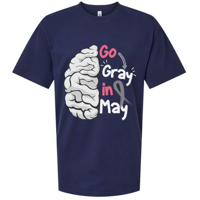 Go Gray In May Brain Cancer Awareness Grey Ribbon Sunflower Meaningful Gift Sueded Cloud Jersey T-Shirt