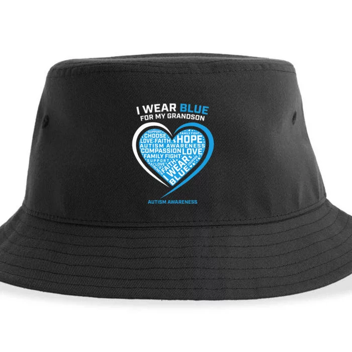 Grandpa Grandma I Wear Blue For My Grandson Autism Sustainable Bucket Hat