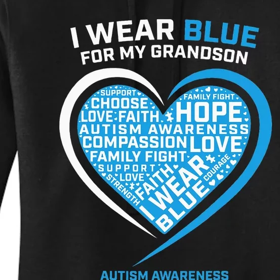 Grandpa Grandma I Wear Blue For My Grandson Autism Women's Pullover Hoodie