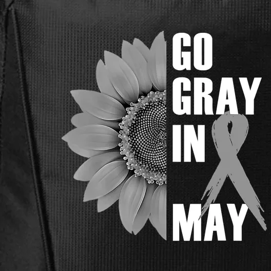 Go Gray In May Brain Cancer Awareness Grey Ribbon Sunflower City Backpack