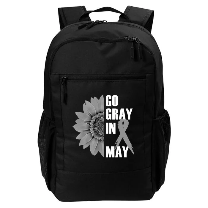 Go Gray In May Brain Cancer Awareness Grey Ribbon Sunflower Daily Commute Backpack