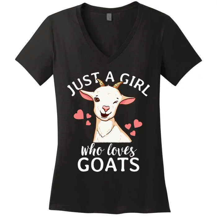 Goat Girl Just A Girl Who Loves Goats Farmer Goat Mom Women's V-Neck T-Shirt