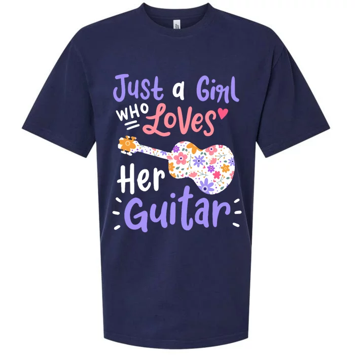 Guitar Guitarist Just A Girl Who Loves Her Guitar Gift Sueded Cloud Jersey T-Shirt