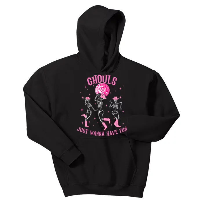 Girl Ghouls Just Wanna Have Fun Disco Party Dancing Skeleton Kids Hoodie