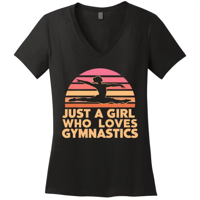 Gymnastics Gymnast Just A Girl Who Loves Gymnastics Vintage Women's V-Neck T-Shirt