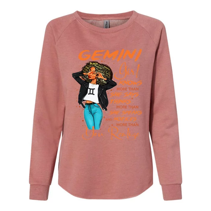 Gemini Girl Knows More Than She Says Womens California Wash Sweatshirt