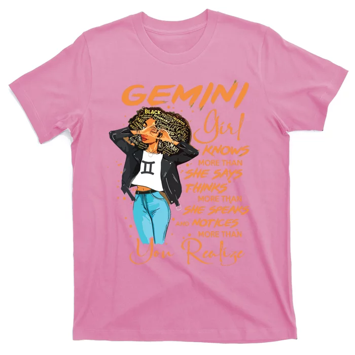 Gemini Girl Knows More Than She Says For Black Women T-Shirt