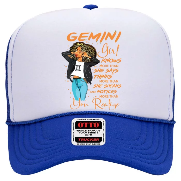 Gemini Girl Knows More Than She Says For Black Women High Crown Mesh Trucker Hat