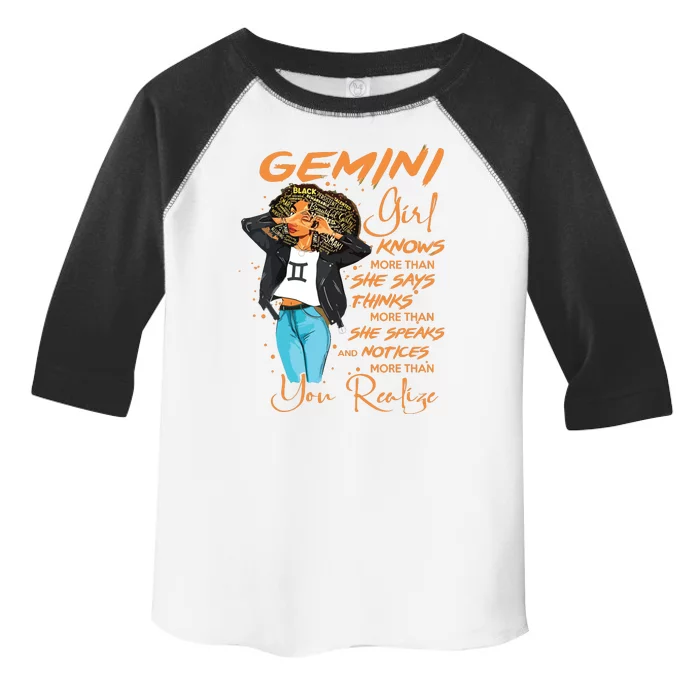 Gemini Girl Knows More Than She Says For Black Women Toddler Fine Jersey T-Shirt