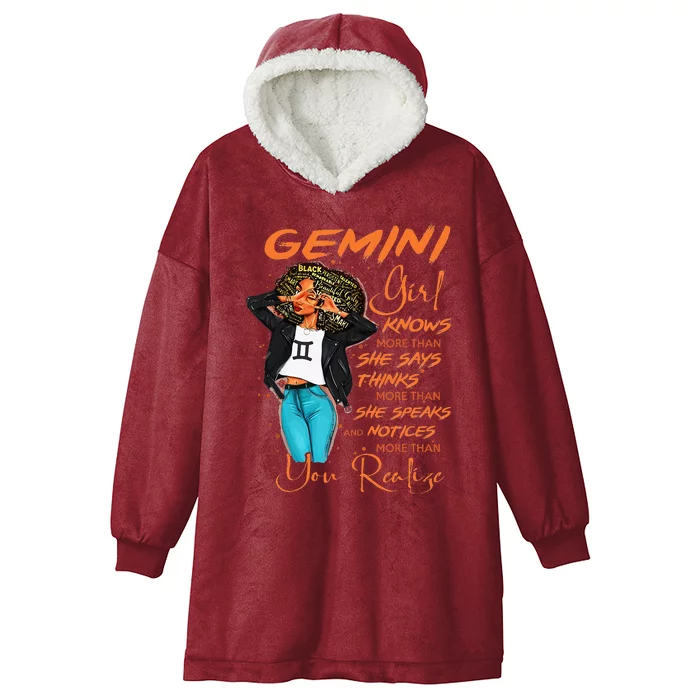 Gemini Girl Knows More Than She Says Hooded Wearable Blanket